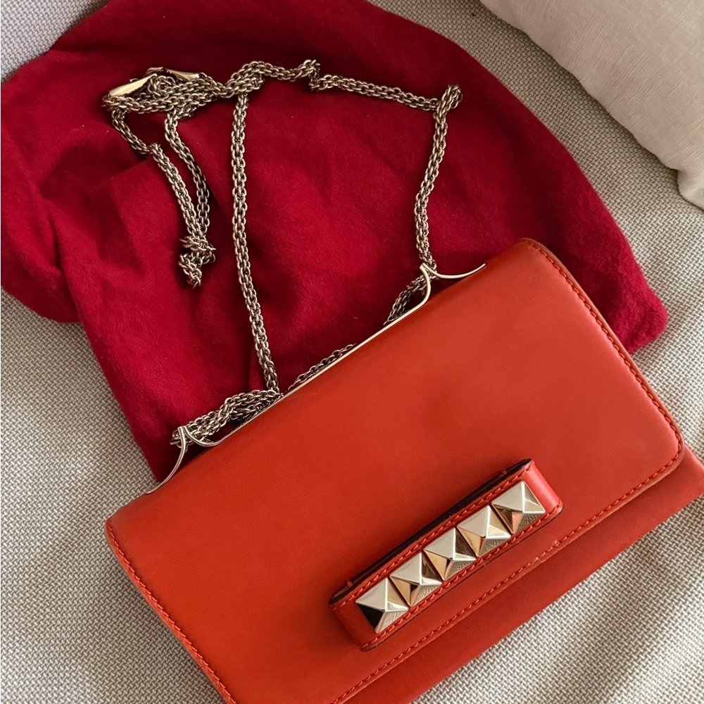 Valentino Orange Crossbody Bag with Gold Studs